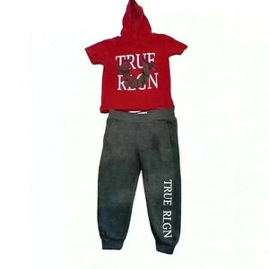 True Religion Toddler Boy Hooded Short Sleeve T-Shirt & Jogger Set Size 4T